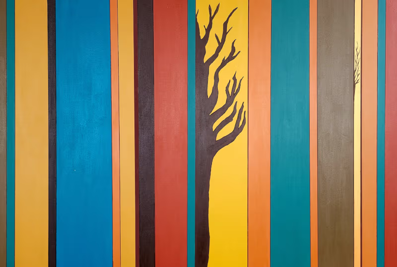Foto de pintura abstracta con la silueta de un árbol