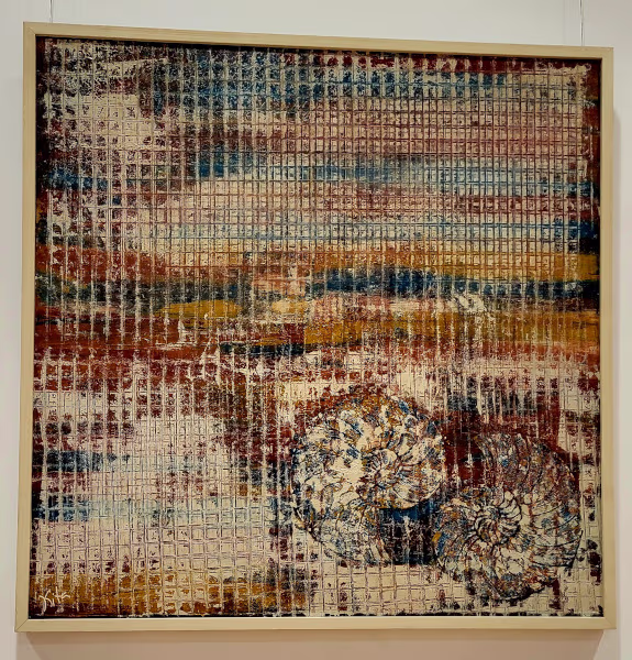 Cuadro abstracto con amonite