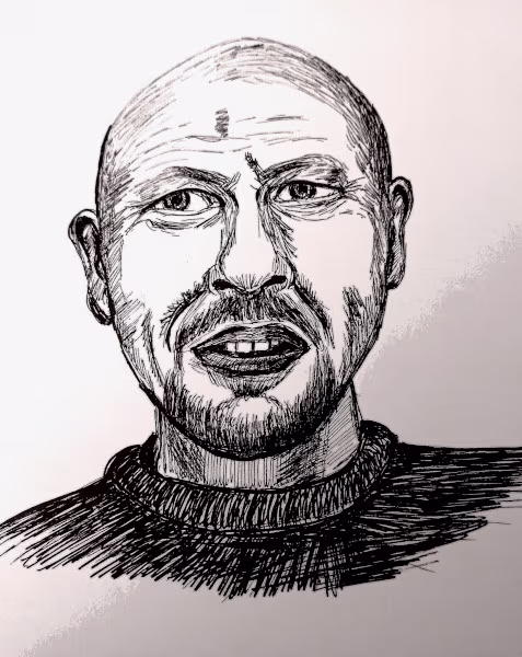 Foto del dibujo del busto de un hombre