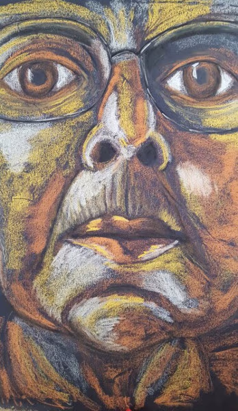 Foto del dibujo de una cara de mujer mayor