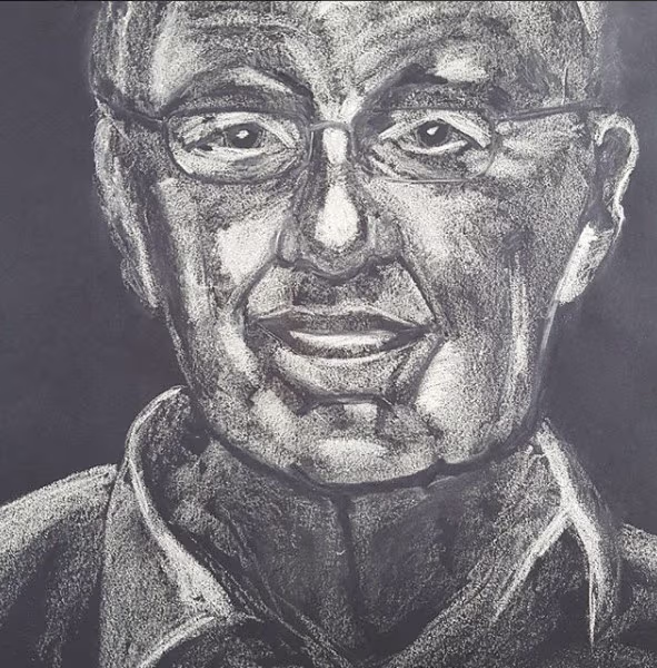 Foto del dibujo de la cara de un hombre