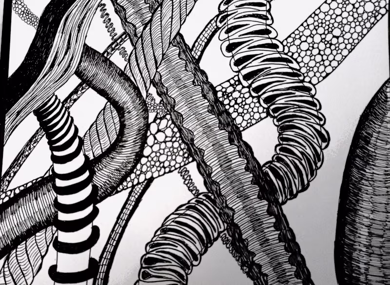 Foto del dibujo de formas cilíndricas entrelazadas