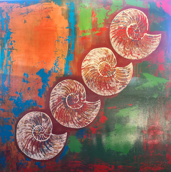 Foto de pintura con caracolas marinas