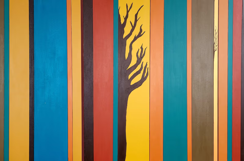 Foto de pintura abstracta con la silueta de un árbol