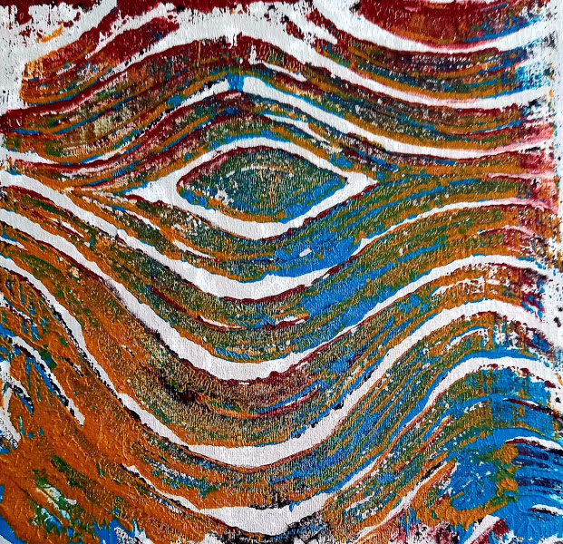 Foto de pintura abstracta con líneas onduladas