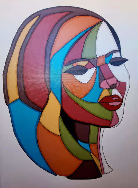 Foto de pintura de la cabeza de una mujer en estilo 'pop art'